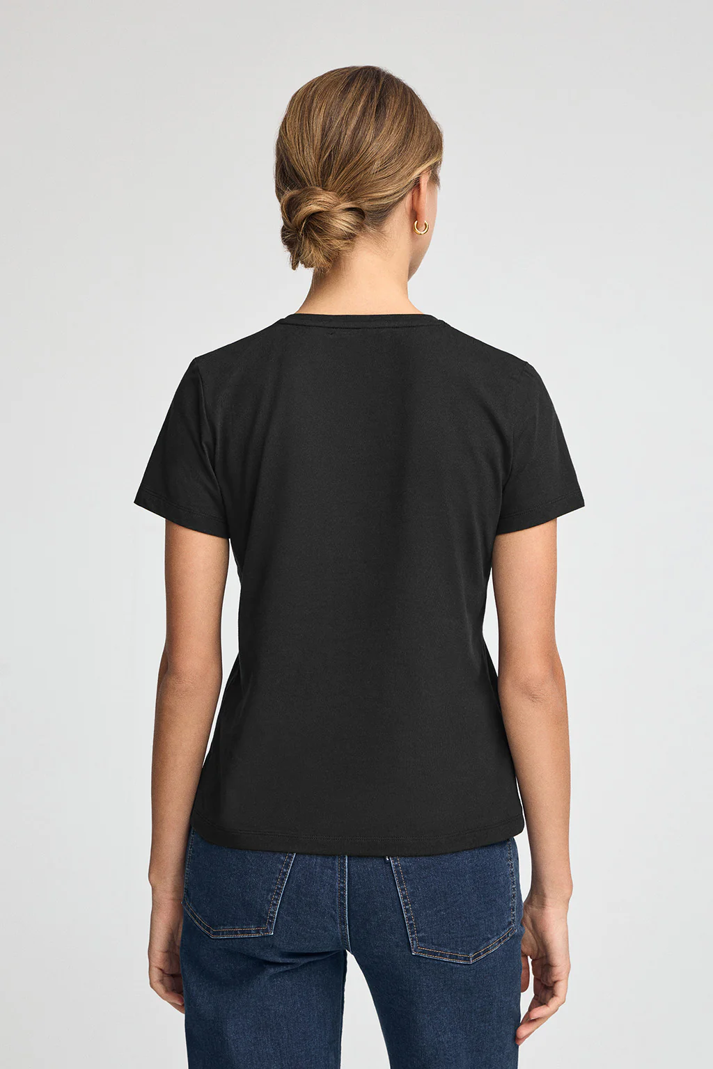 Black short-sleeve V-neck T-shirt with Rigby Go logo - Image 4