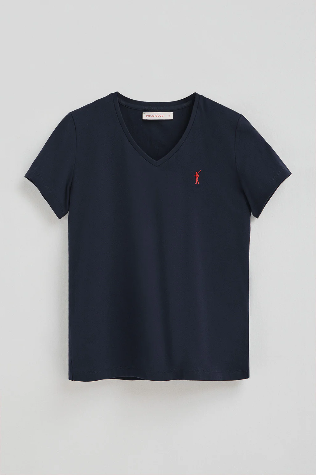 Navy-blue short-sleeve V-neck T-shirt with Rigby Go logo - Image 5