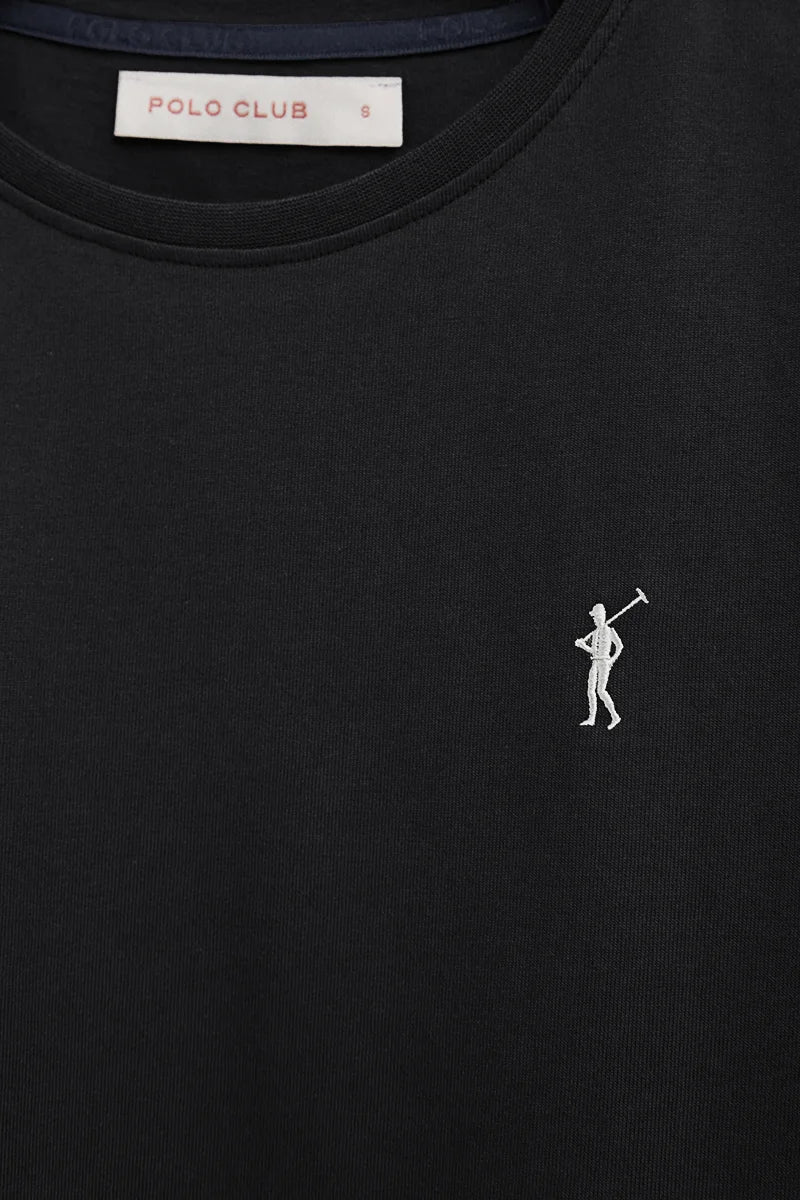 Black short-sleeve round-neck T-shirt with Rigby Go embroidery - Image 2