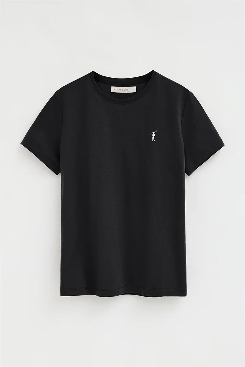 Black short-sleeve round-neck T-shirt with Rigby Go embroidery - Image 5