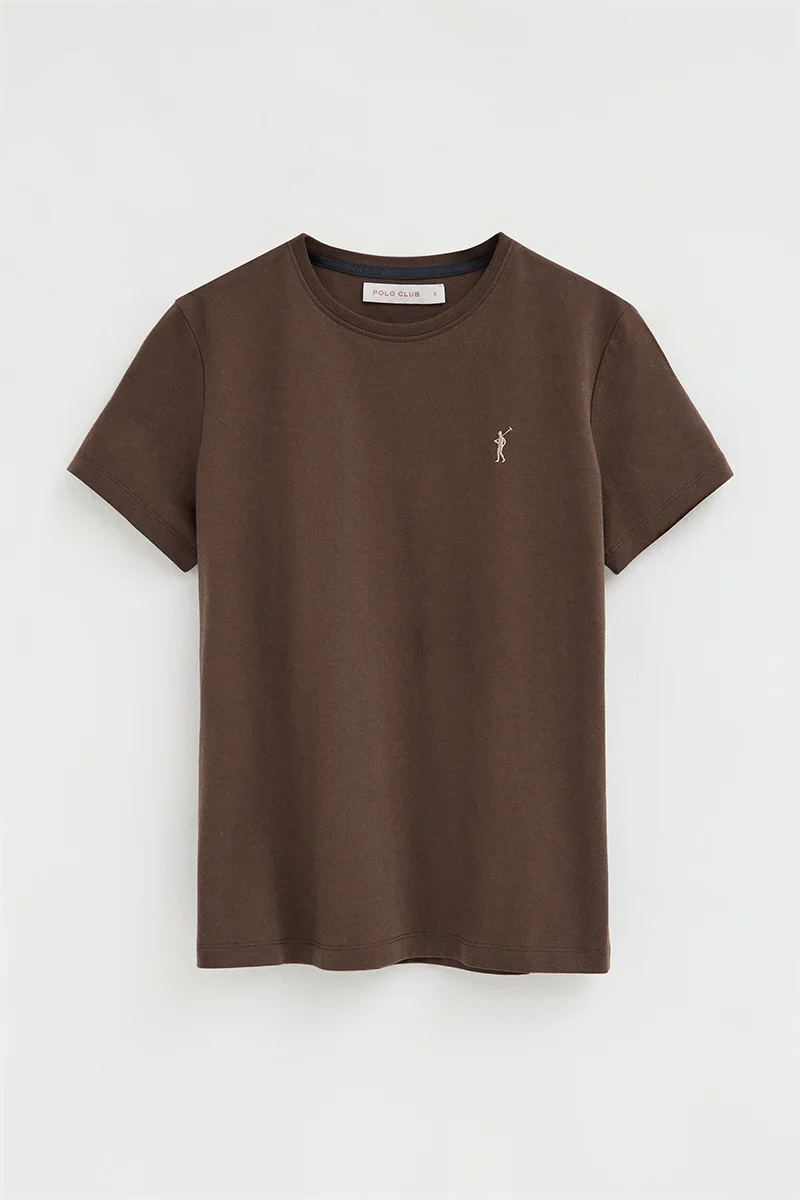 Chocolate short-sleeve round-neck T-shirt with Rigby Go embroidery - Image 10