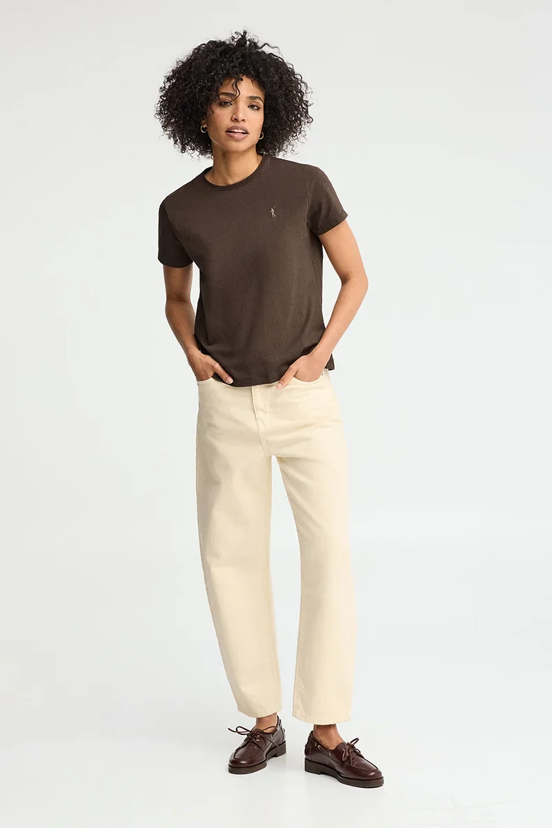 Chocolate short-sleeve round-neck T-shirt with Rigby Go embroidery - Image 4