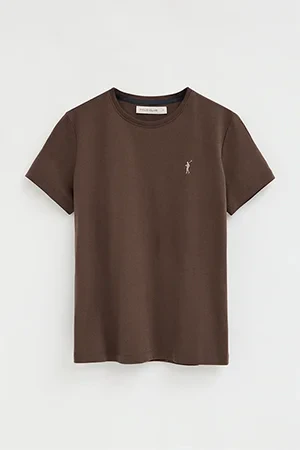 Chocolate short-sleeve round-neck T-shirt with Rigby Go embroidery - Image 9