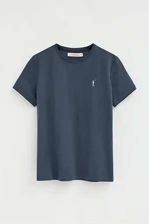 Denim-blue short-sleeve round-neck T-shirt with Rigby Go embroidery - Image 5