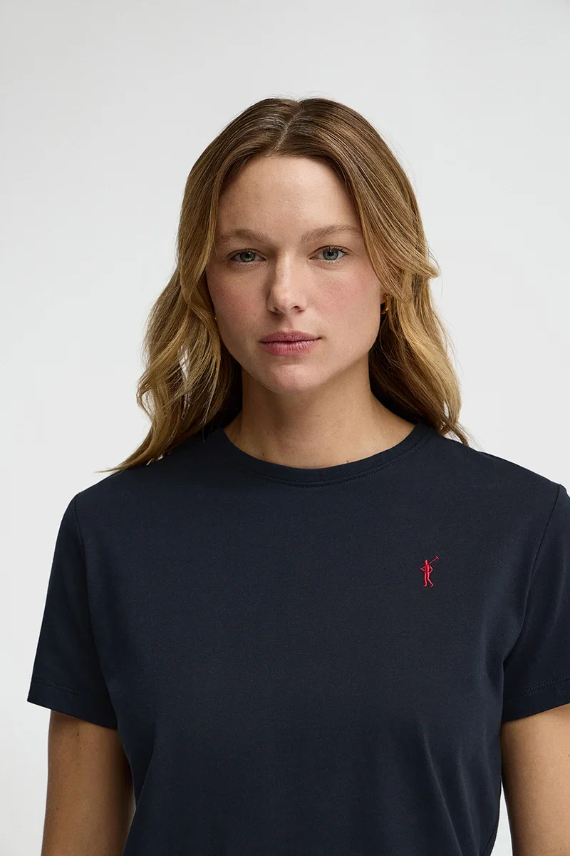 Navy-blue short-sleeve round-neck T-shirt with Rigby Go embroidery - Image 4