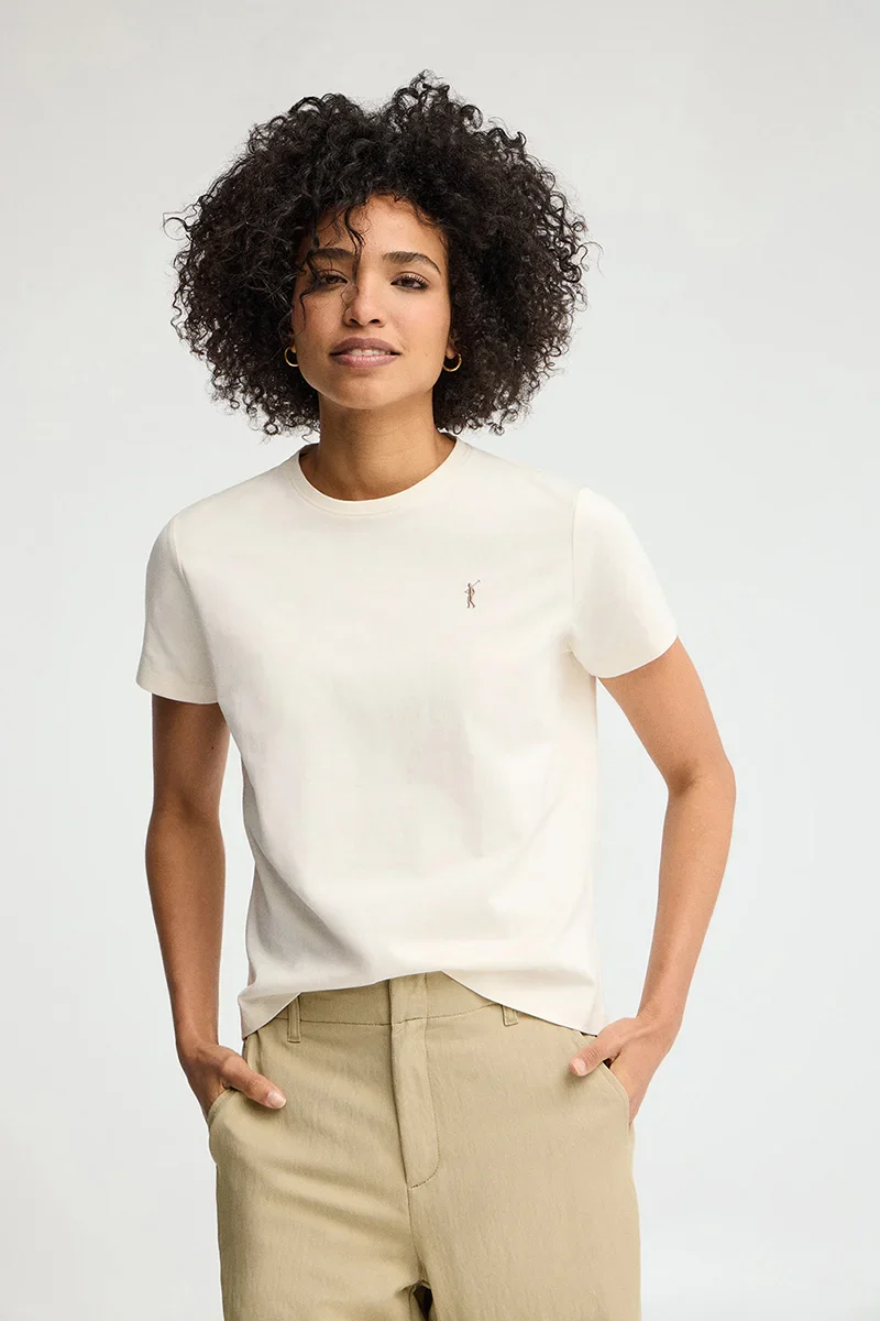 Nude short-sleeve round-neck T-shirt with Rigby Go embroidery - Image 2