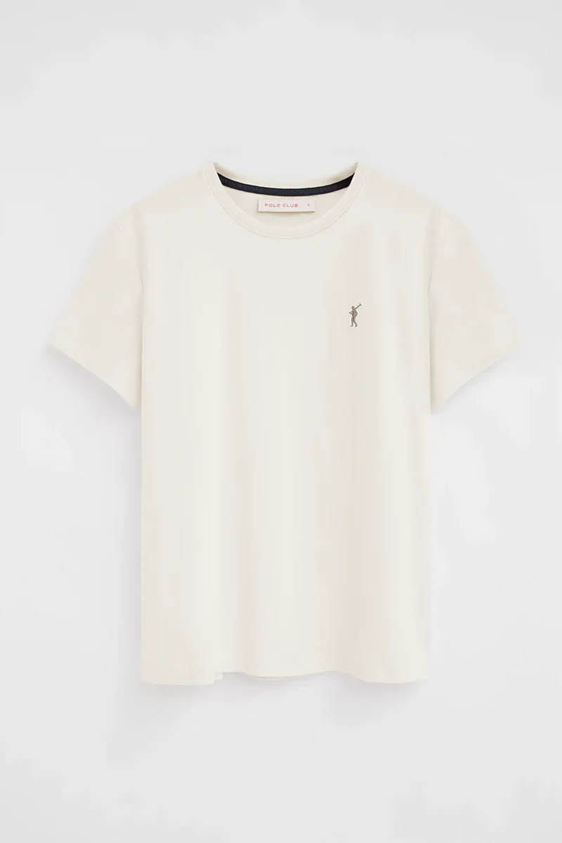 Nude short-sleeve round-neck T-shirt with Rigby Go embroidery - Image 6