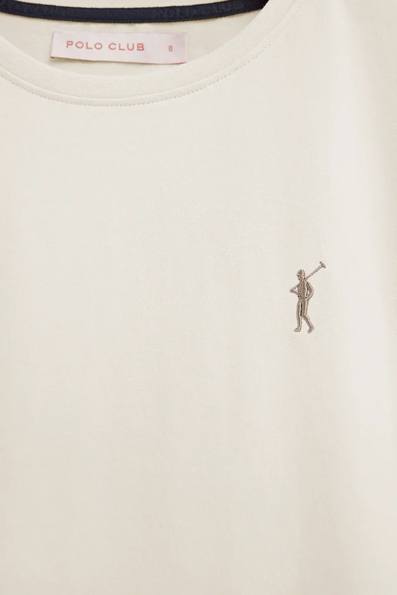 Nude short-sleeve round-neck T-shirt with Rigby Go embroidery - Image 7