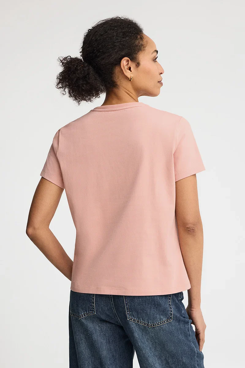 Pale-pink short-sleeve round-neck T-shirt with Rigby Go embroidery - Image 4