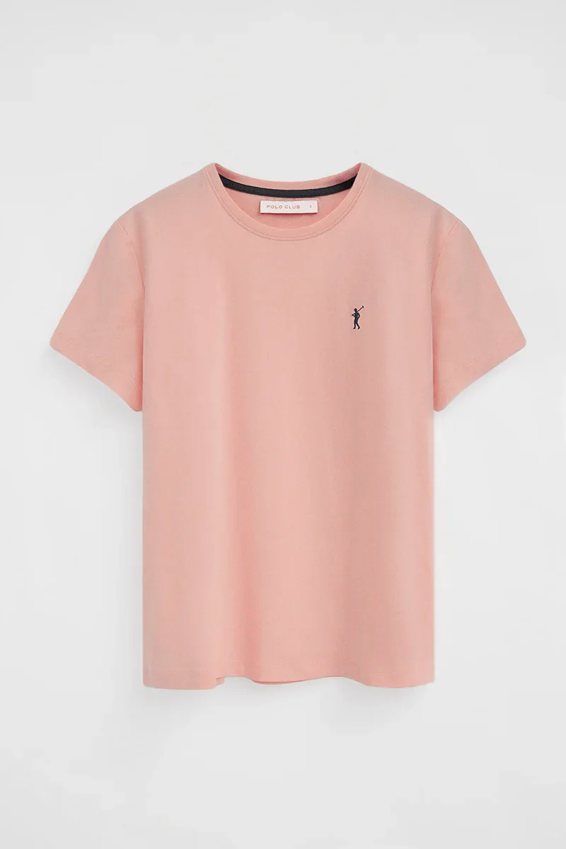 Pale-pink short-sleeve round-neck T-shirt with Rigby Go embroidery - Image 9