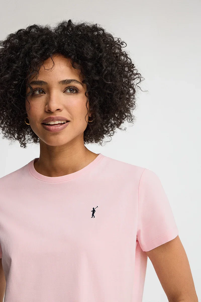 Pink short-sleeve round-neck T-shirt with Rigby Go embroidery - Image 3