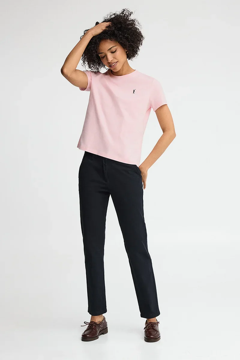 Pink short-sleeve round-neck T-shirt with Rigby Go embroidery - Image 4