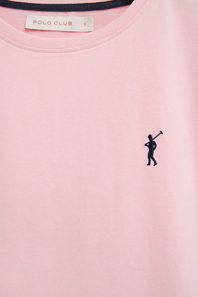 Pink short-sleeve round-neck T-shirt with Rigby Go embroidery - Image 7