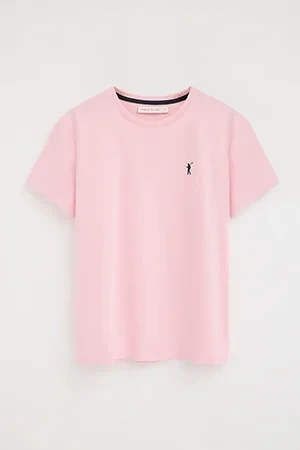 Pink short-sleeve round-neck T-shirt with Rigby Go embroidery - Image 9