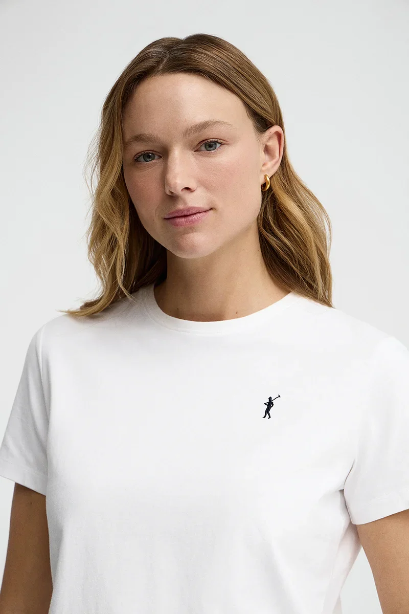 White short-sleeve round-neck T-shirt with Rigby Go embroidery - Image 4