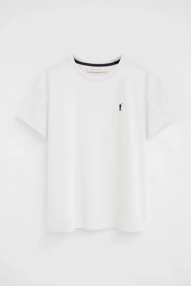 White short-sleeve round-neck T-shirt with Rigby Go embroidery - Image 7