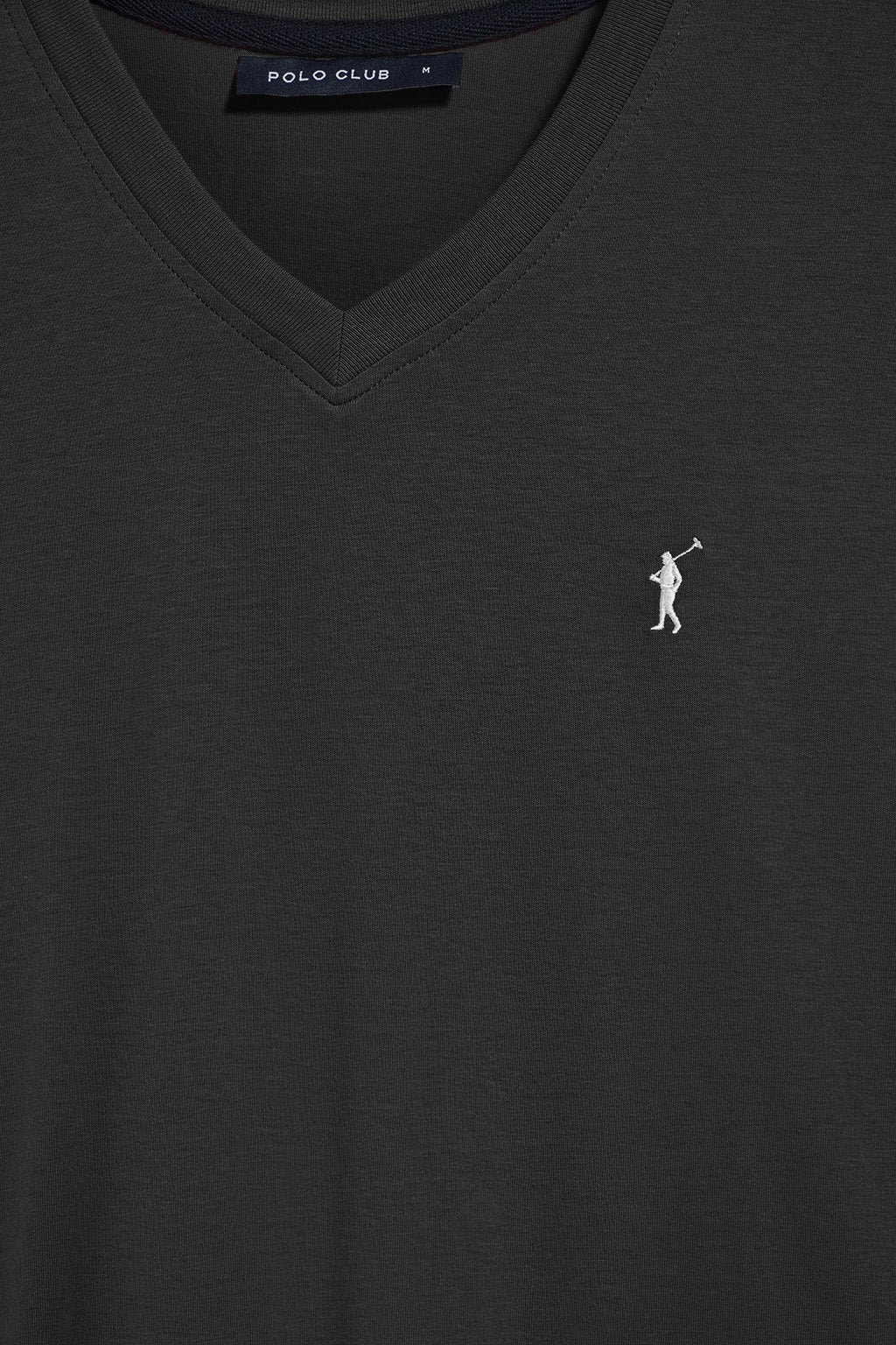 Black V-neck T-shirt with Rigby Go embroidered logo - Image 3