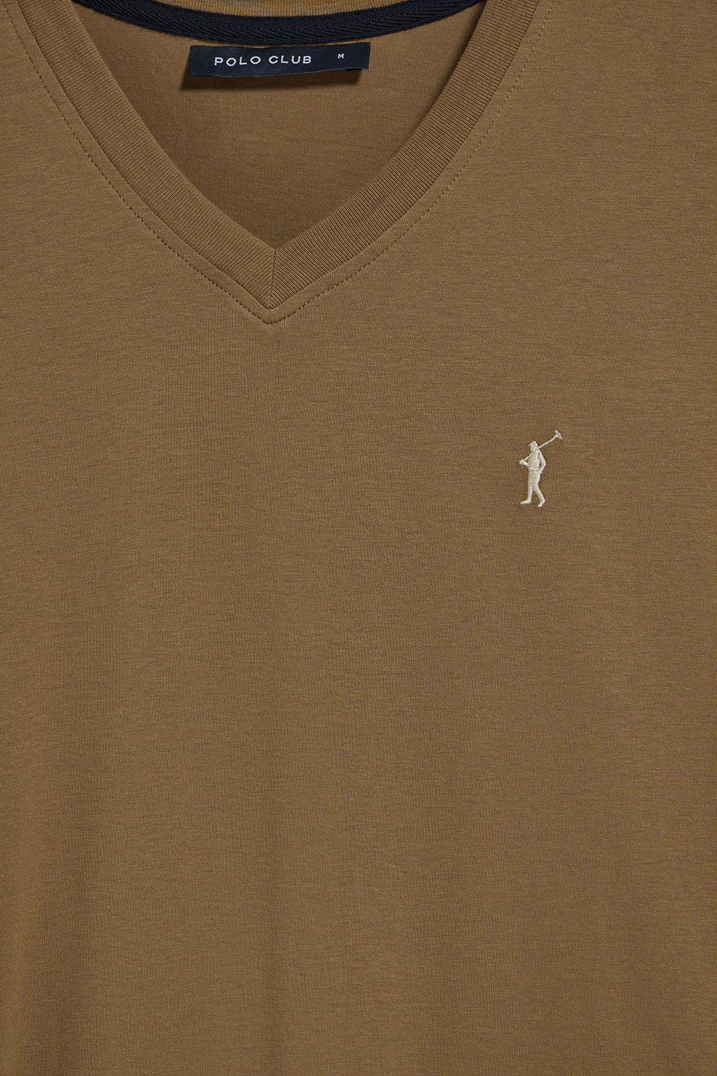 Brown V-neck T-shirt with Rigby Go embroidered logo - Image 3