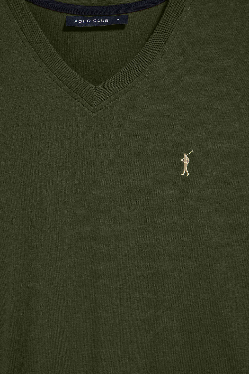 Green V-neck T-shirt with Rigby Go embroidered logo - Image 3
