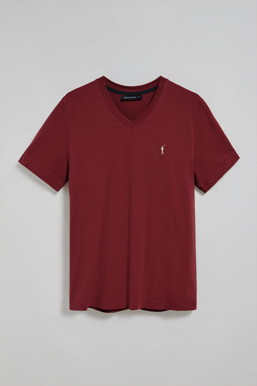 Maroon V-neck T-shirt with Rigby Go embroidered logo - Image 4