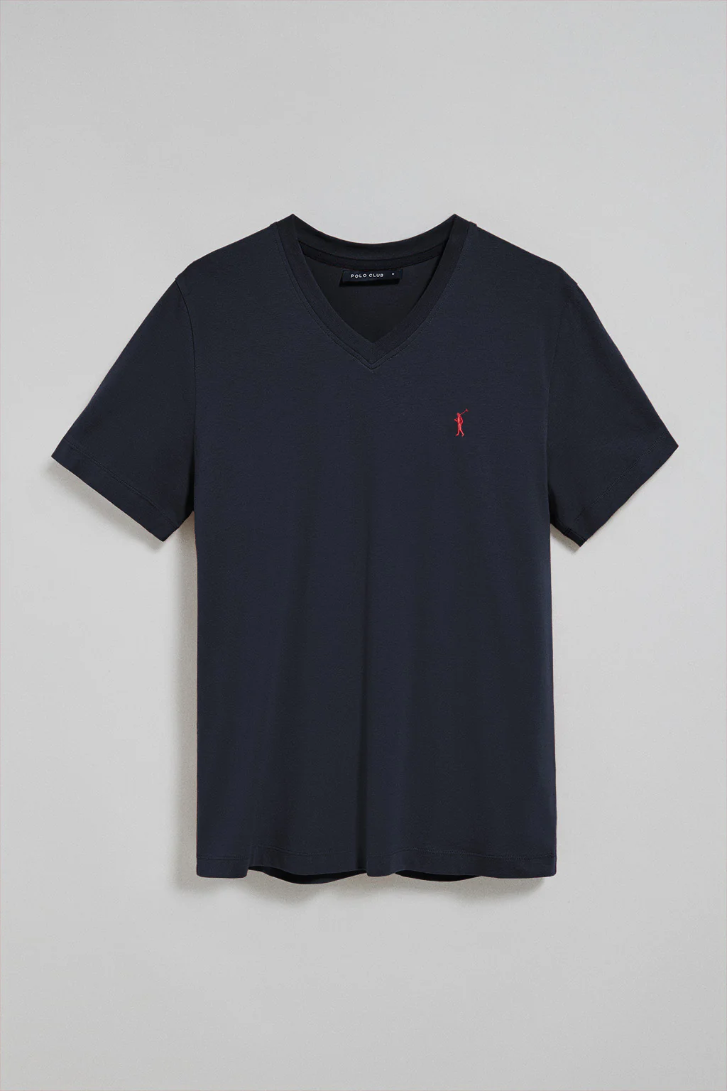 Navy -blue V-neck T-shirt with Rigby Go embroidered logo