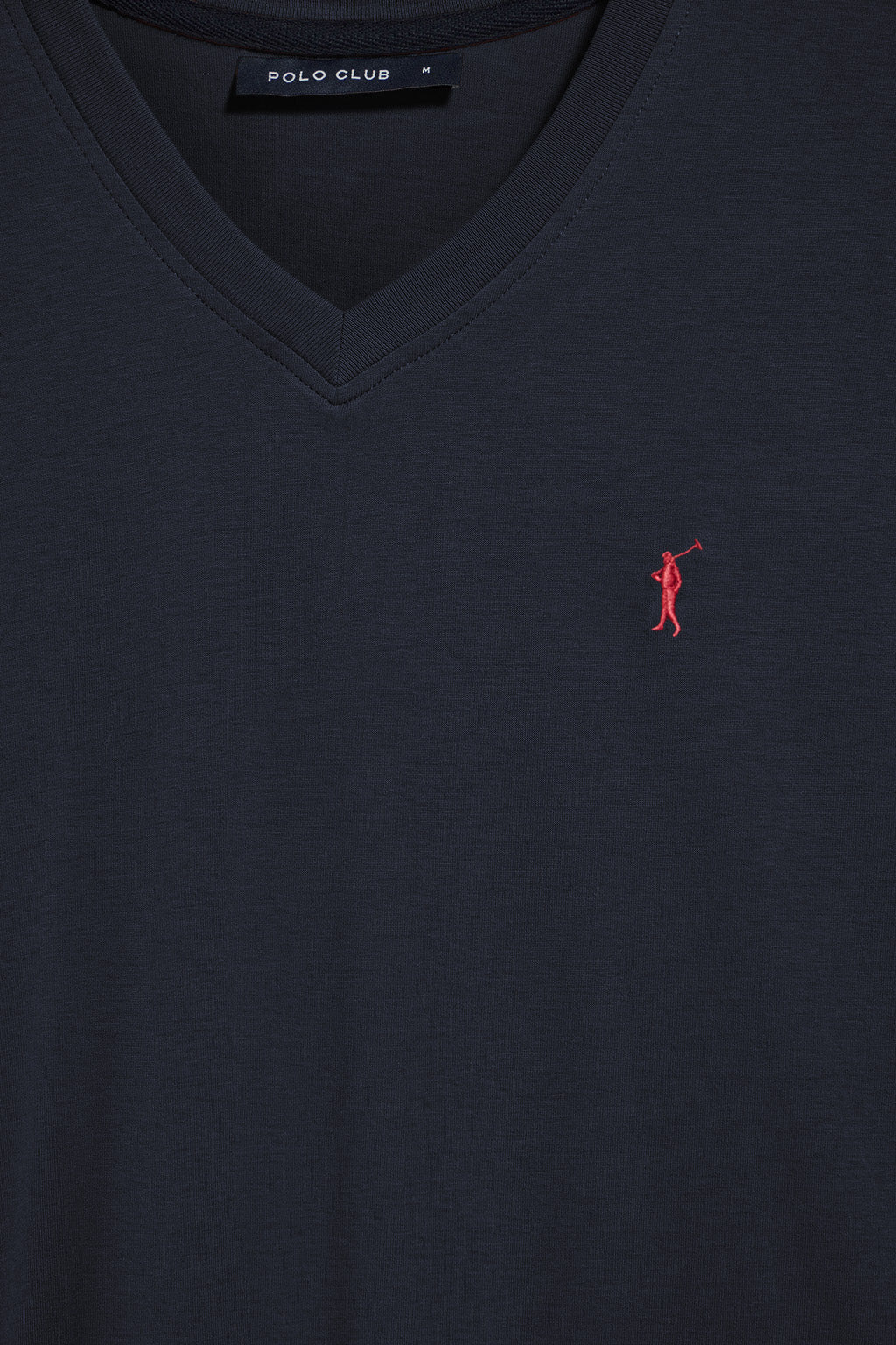 Navy -blue V-neck T-shirt with Rigby Go embroidered logo - Image 3
