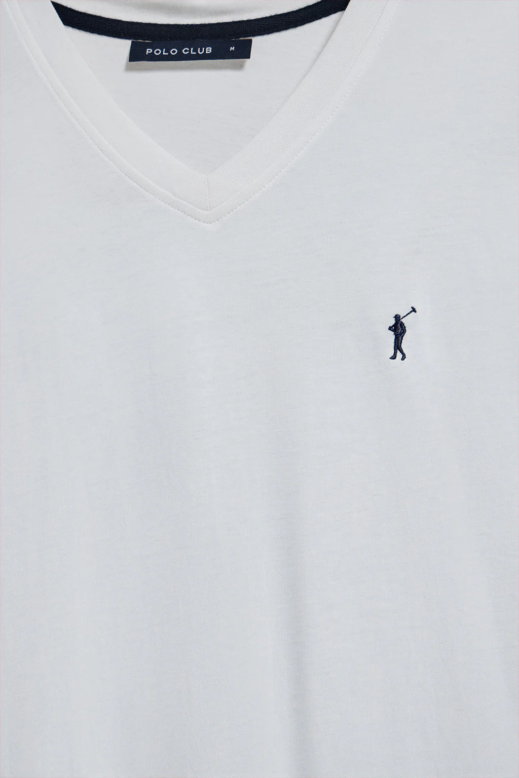 White V-neck T-shirt with Rigby Go embroidered logo - Image 3