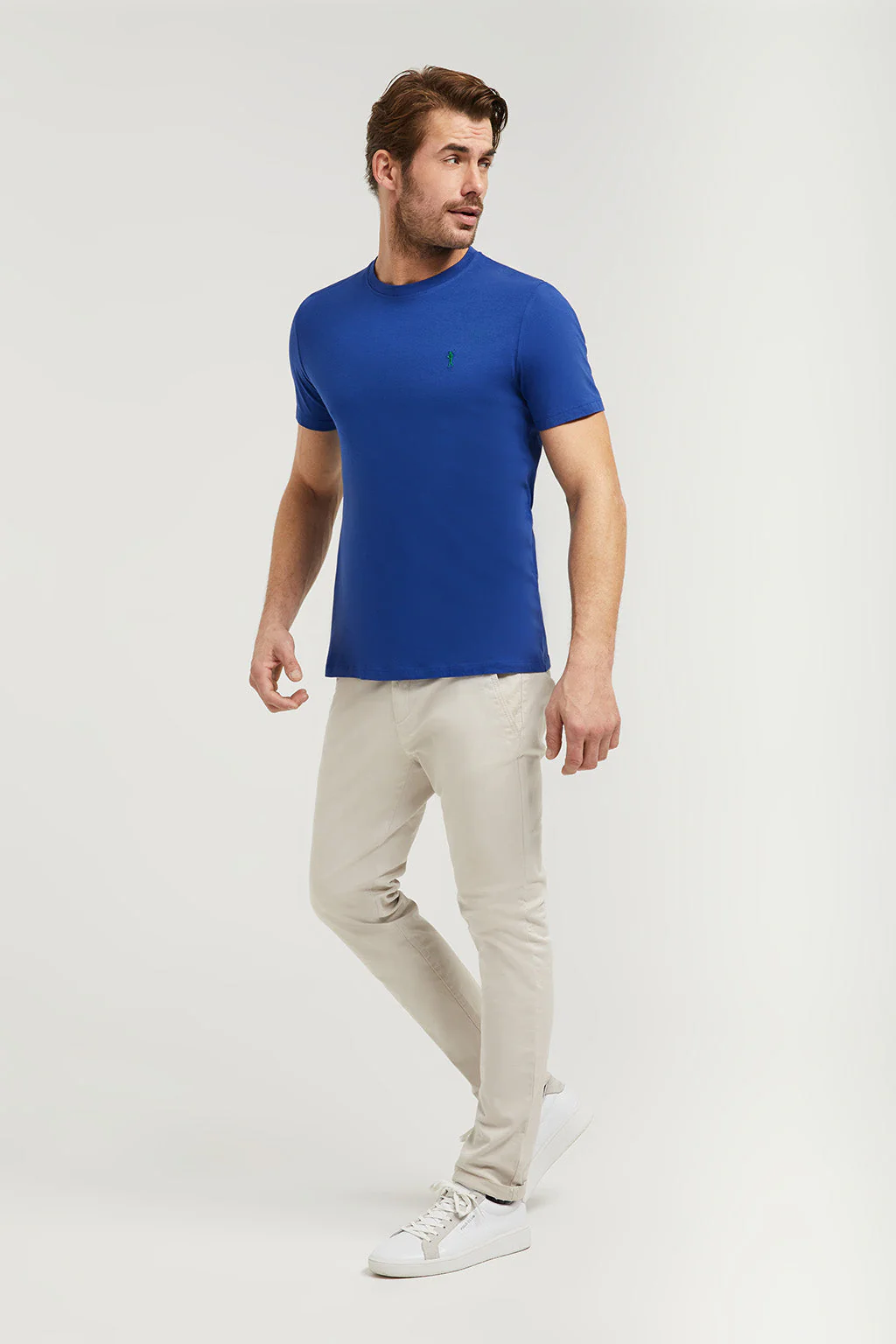 Royal-blue cotton basic T-shirt with Rigby Go logo - Image 4