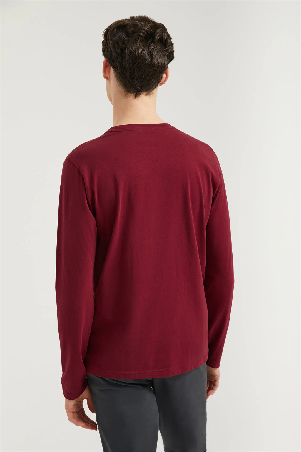 Maroon long-sleeve basic T-shirt with Rigby Go logo - Image 5