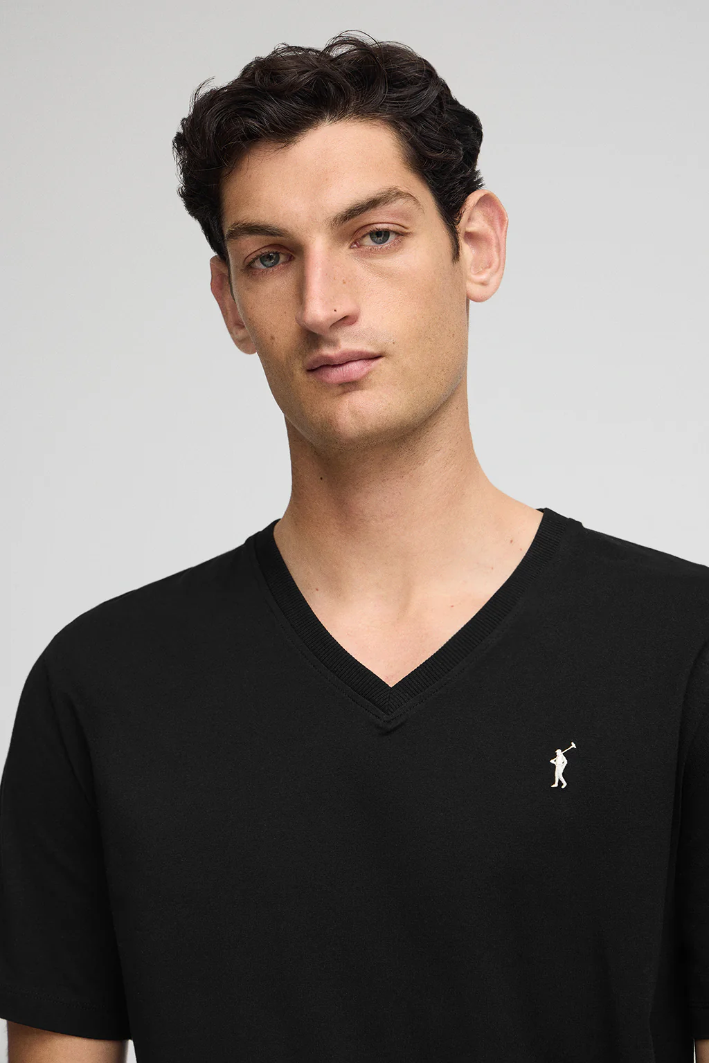 Black V-neck T-shirt with Rigby Go embroidery - Image 2