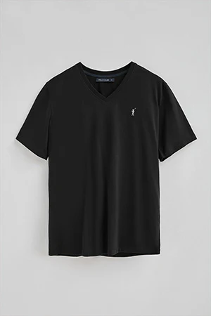 Black V-neck T-shirt with Rigby Go embroidery - Image 7