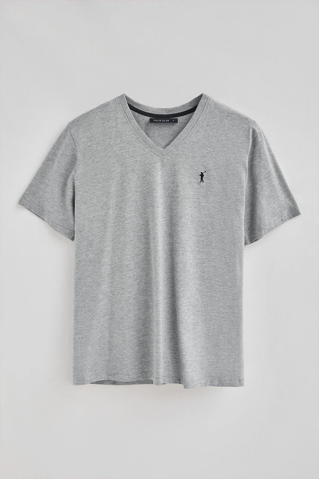Grey-marl V-neck T-shirt with Rigby Go embroidery - Image 5
