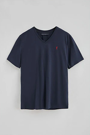 Navy-blue V-neck T-shirt with Rigby Go embroidery - Image 8