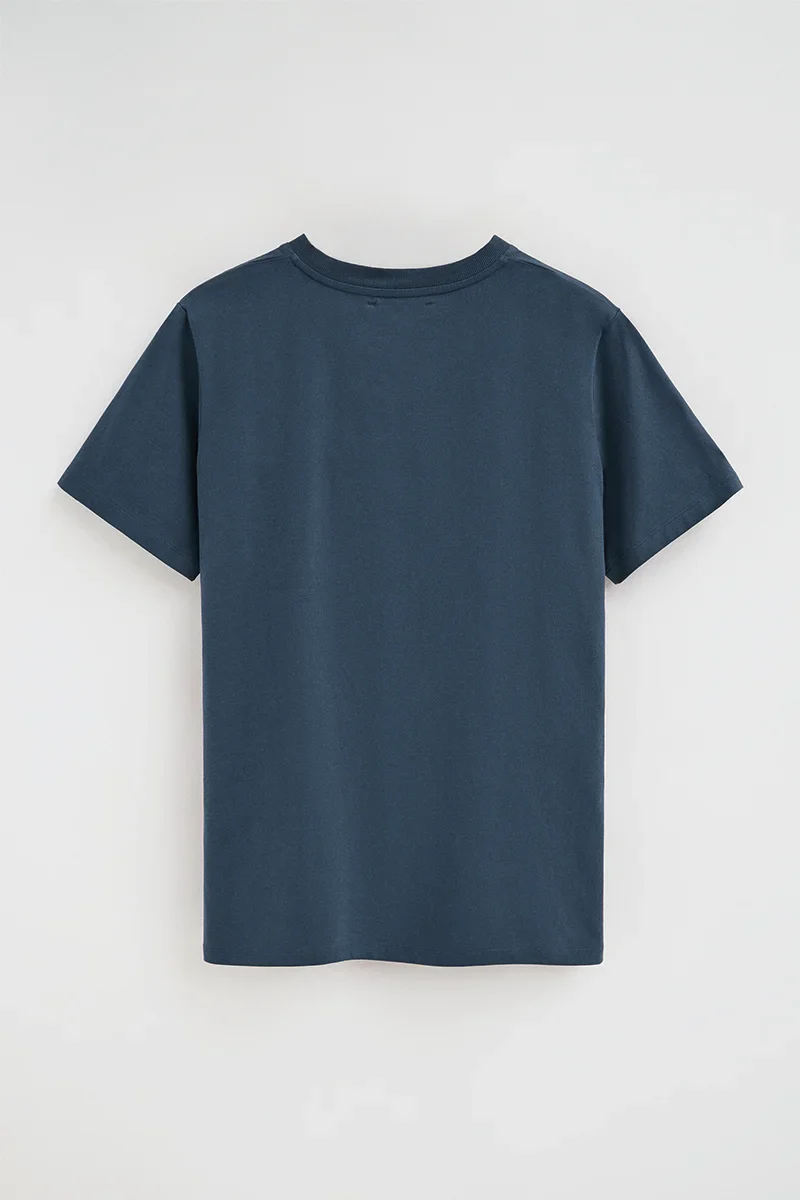 Denim-blue V-neck T-shirt with Rigby Go logo - Image 7
