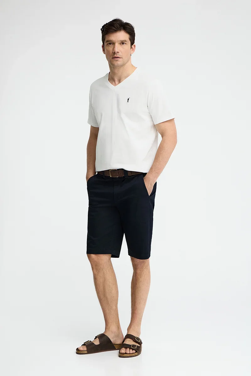White V-neck T-shirt with Rigby Go logo - Image 4