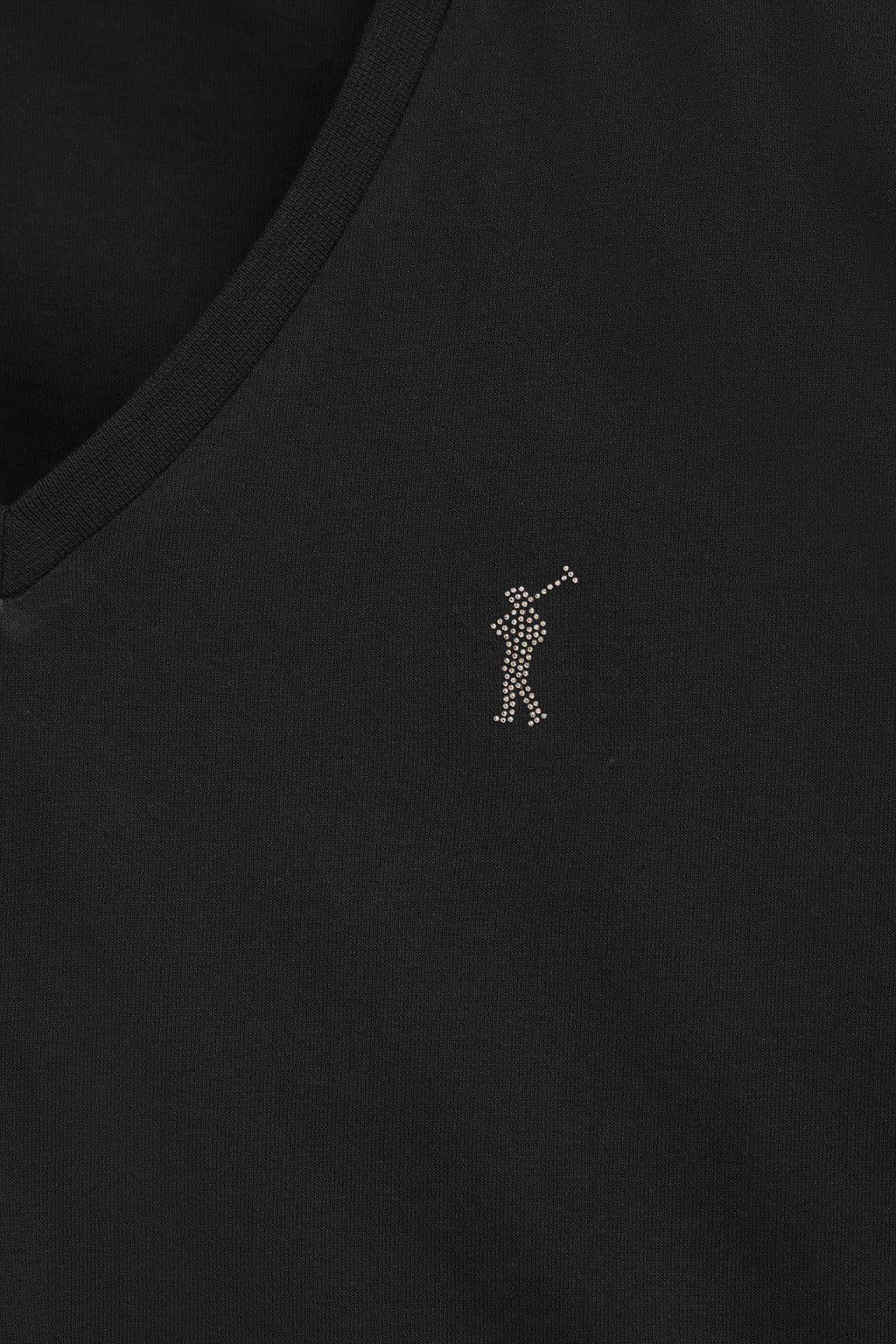Black V-neck T-shirt with Rigby Go Gold logo - Image 6