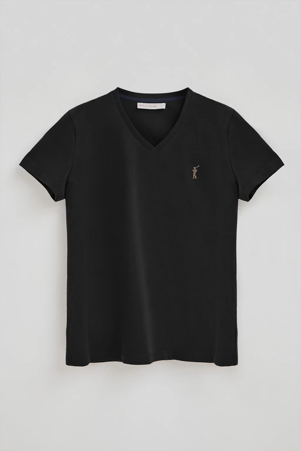 Black V-neck T-shirt with Rigby Go Gold logo - Image 9