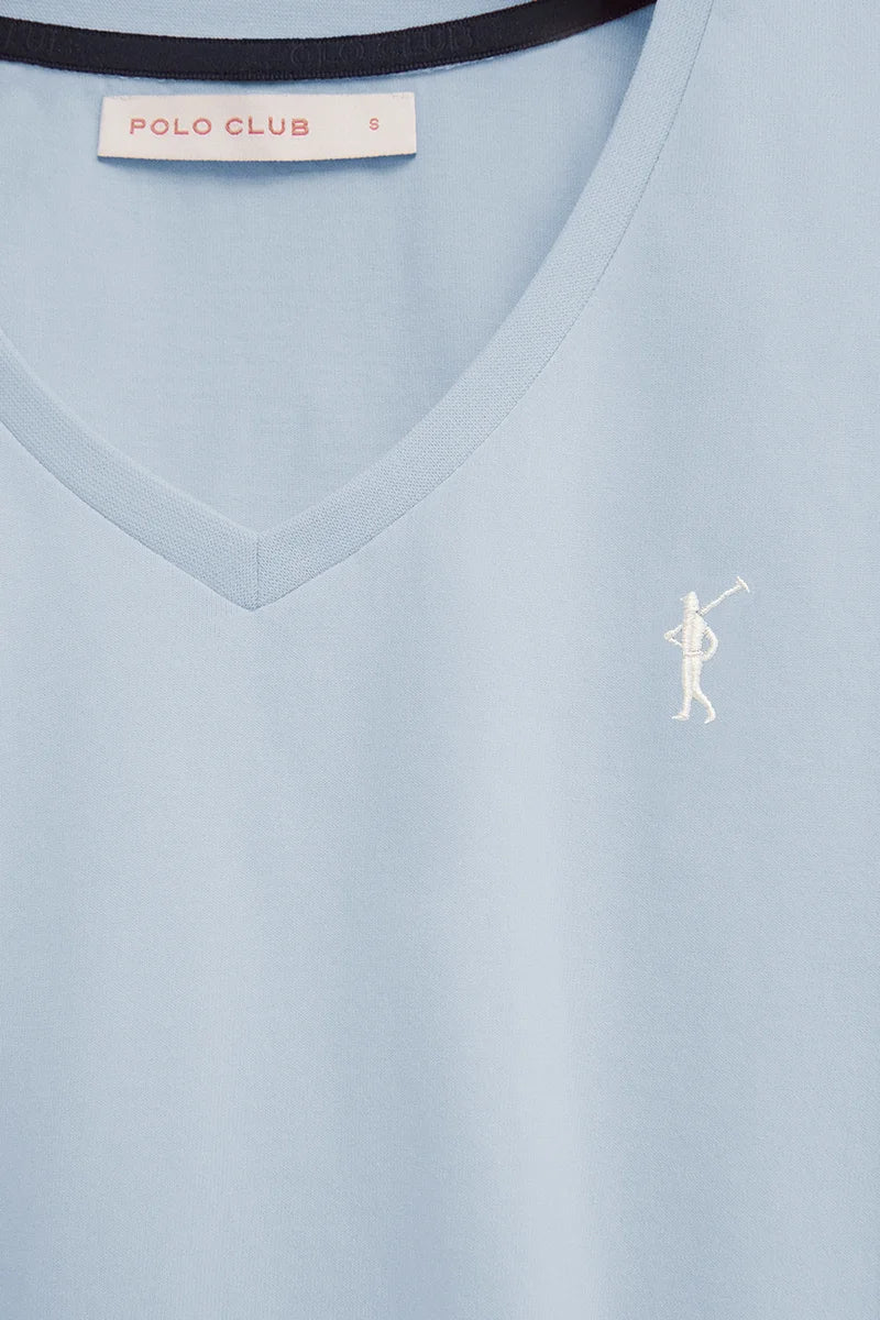 Light-blue short-sleeve V-neck T-shirt with Rigby Go embroidery - Image 2
