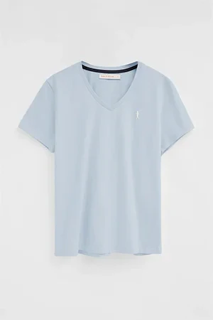 Light-blue short-sleeve V-neck T-shirt with Rigby Go embroidery - Image 5