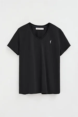 Black short-sleeve V-neck T-shirt with Rigby Go embroidery - Image 4