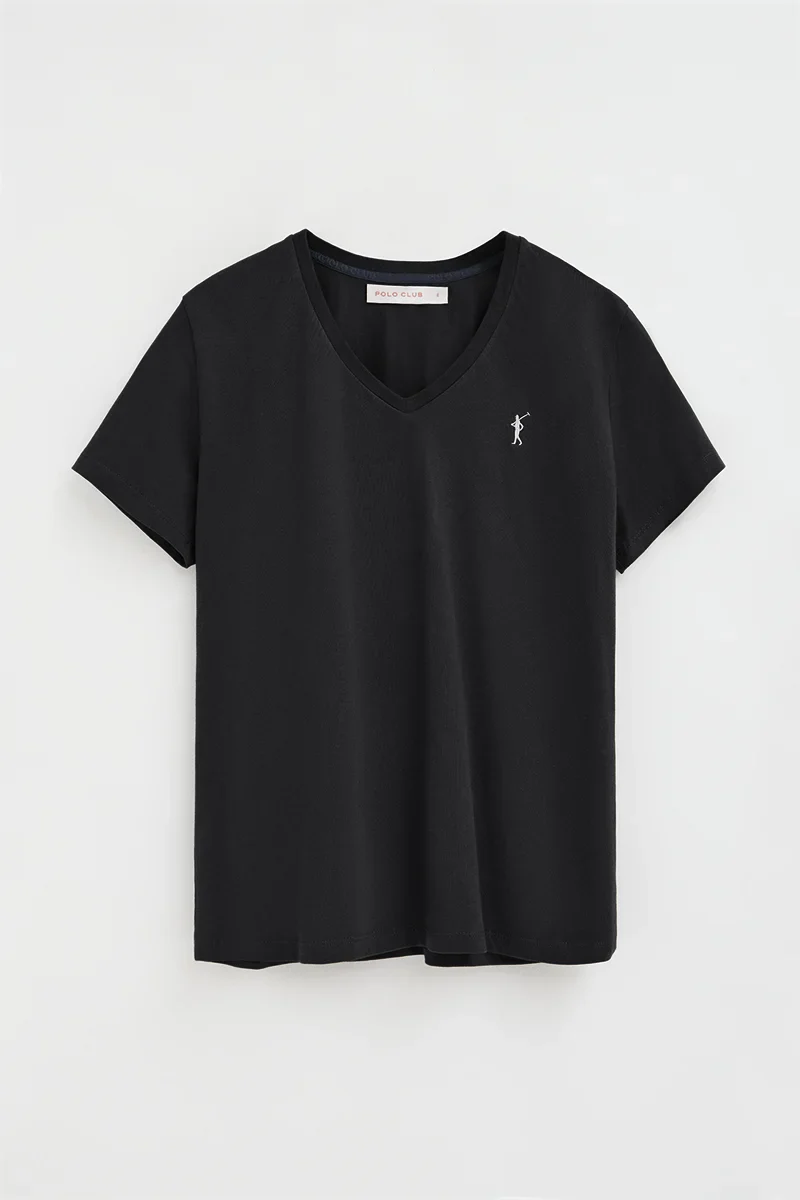 Black short-sleeve V-neck T-shirt with Rigby Go embroidery - Image 5