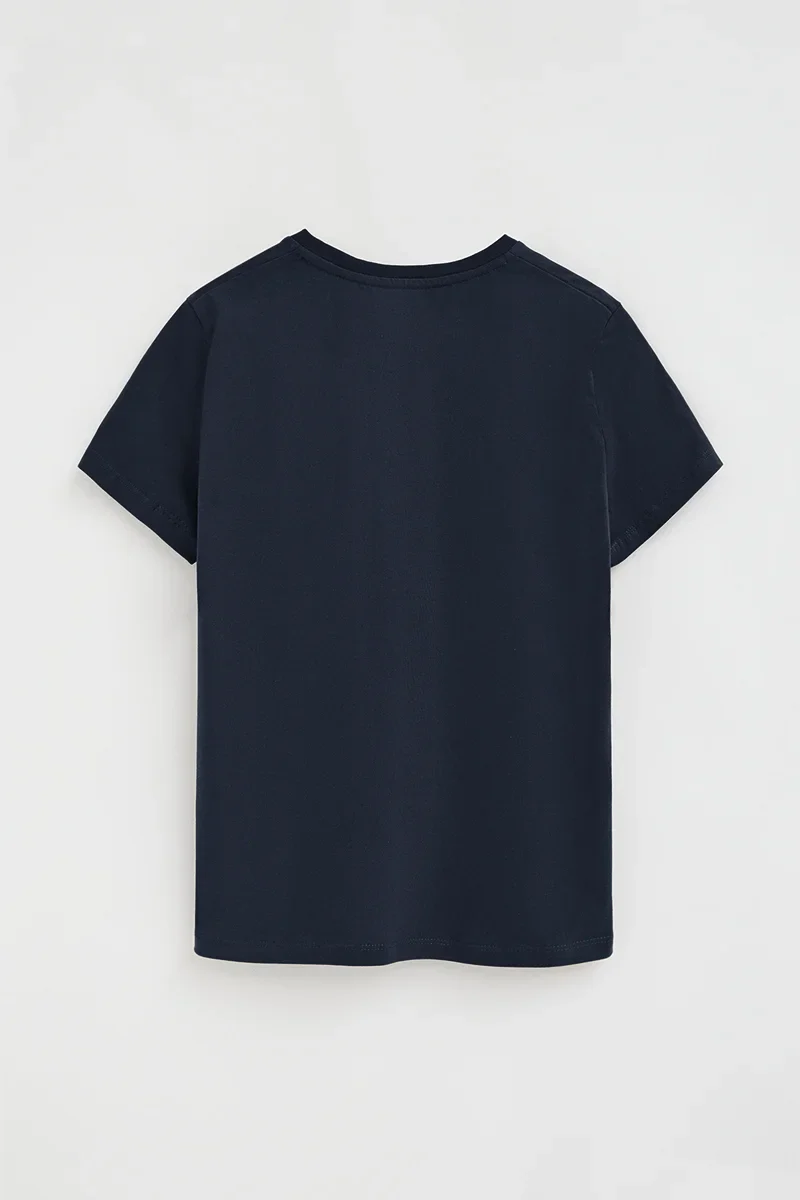 Navy-blue short-sleeve V-neck T-shirt with Rigby Go embroidery - Image 7