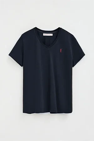 Navy-blue short-sleeve V-neck T-shirt with Rigby Go embroidery - Image 8