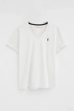White short-sleeve V-neck T-shirt with Rigby Go embroidery - Image 10