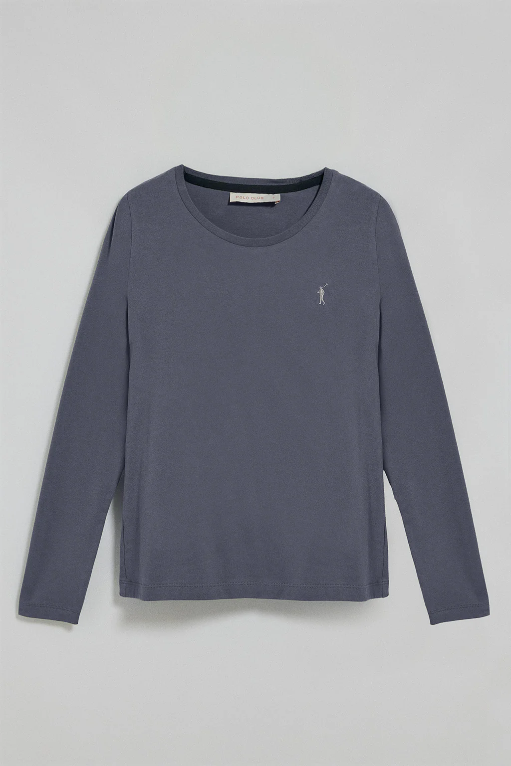 Denim-blue long-sleeve basic T-shirt with Rigby Go logo - Image 5