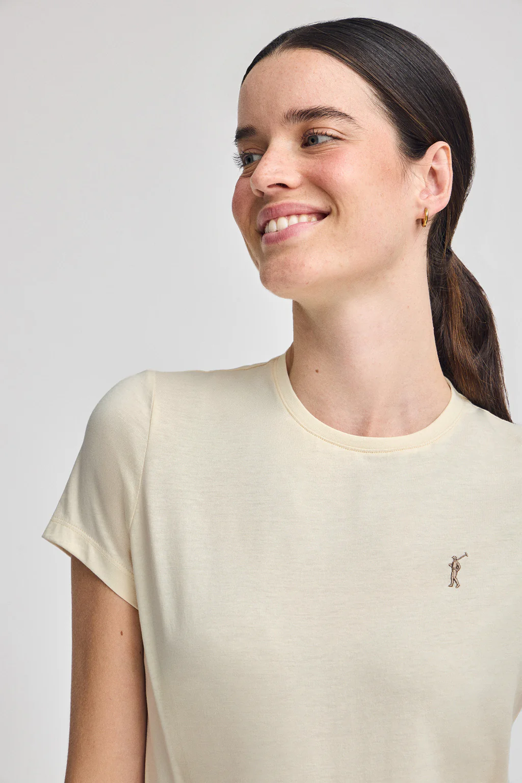 Nude round-neck T-shirt with Rigby Go embroidery - Image 3