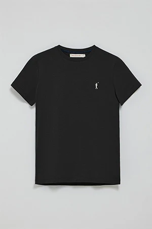 Black round-neck T-shirt with Rigby Go embroidery - Image 9