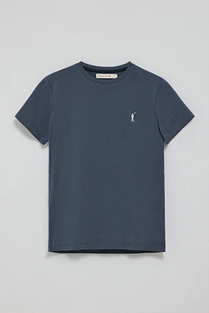 Denim-blue round-neck T-shirt with Rigby Go embroidery - Image 9