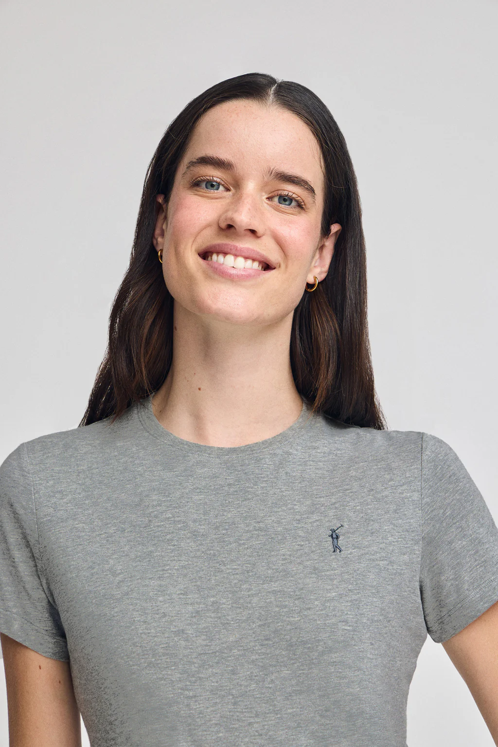 Grey-marl round-neck T-shirt with Rigby Go embroidery - Image 3