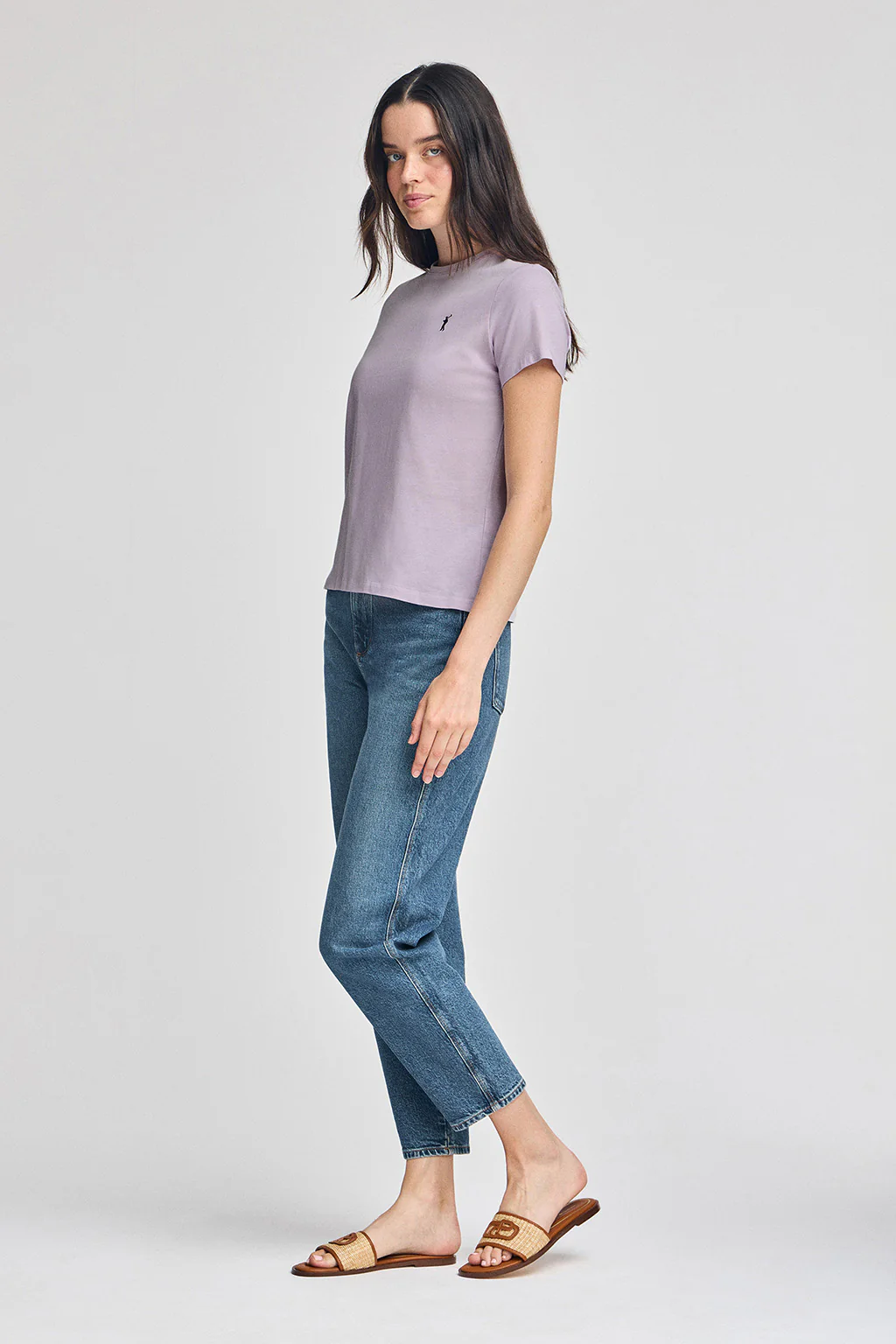 Lavender round-neck T-shirt with Rigby Go embroidery - Image 4